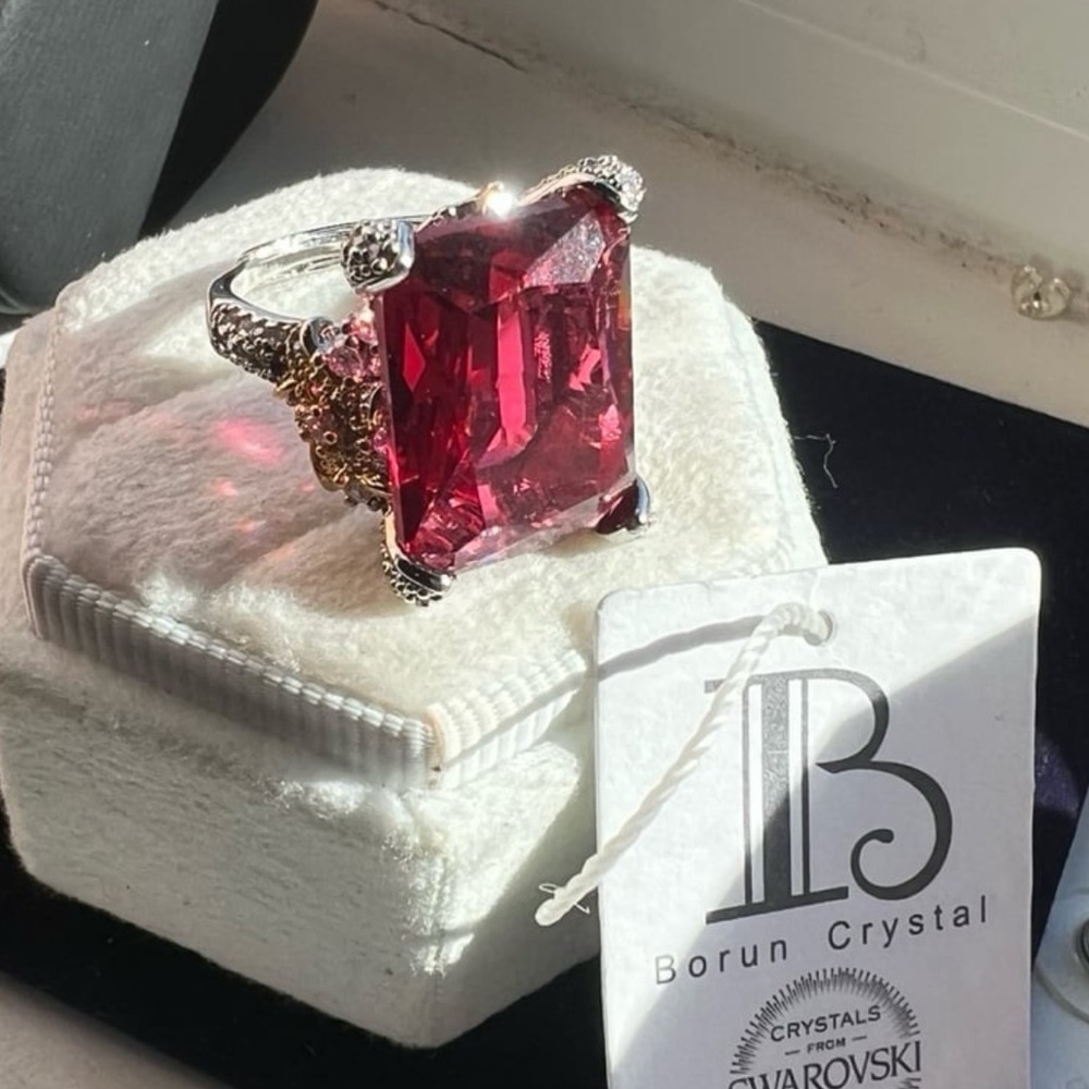 Square Cut Ruby Crystal Swarovski Elements Adjust… - image 3
